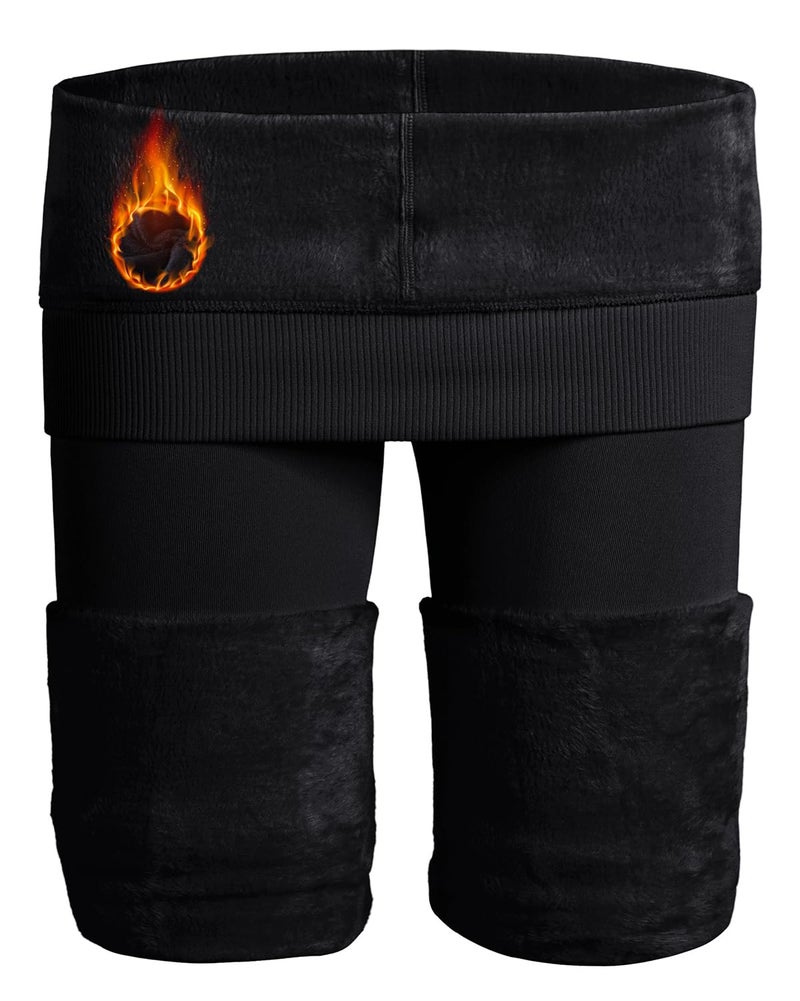 NORMOV Winter Warm Fleece Lined Leggings Women,Thick Thermal Velvet Tights (Black-M/L) - Image 1
